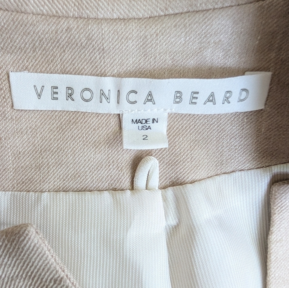 Beard Size 2 Linen UpCollar Beige Tan Dickey Jacket Blazer - Picture 12 of 14